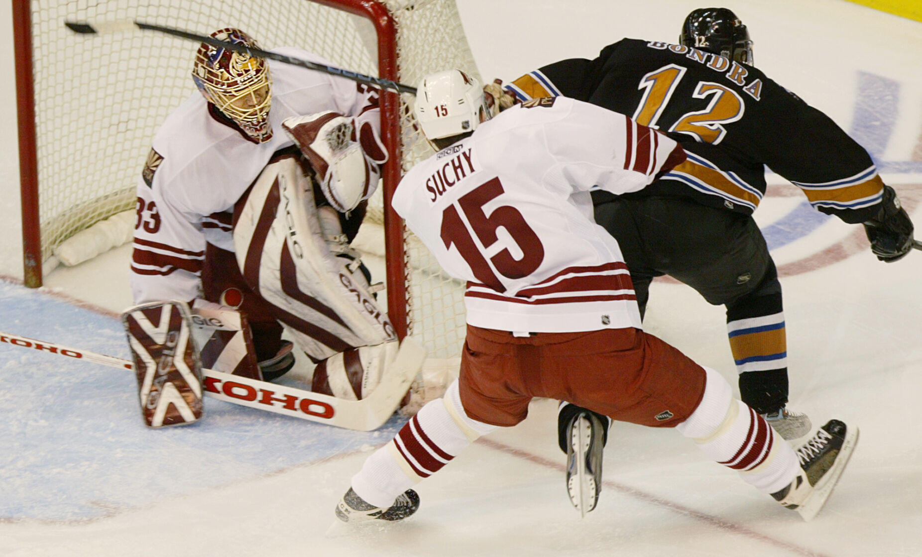 2004: Brian Boucher of Phoenix posts his fifth consecutive shutout